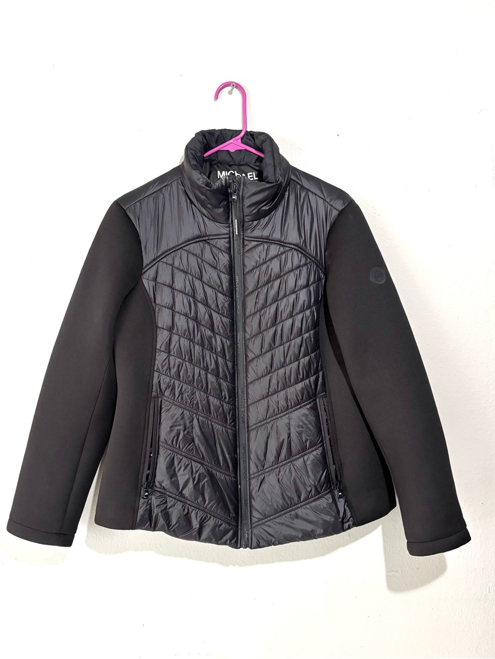 Michael Kors Packable Down Puffer Lightweight Jacket Black Quilted Size L EUC
